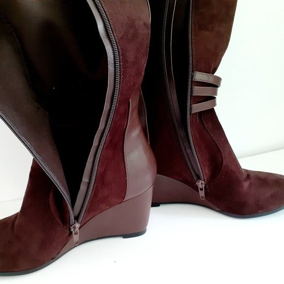 Vittorio D' Firenze Knee High Suede Leather Wedge Boots Size 6 Style Z11221 - Picture 4 of 9